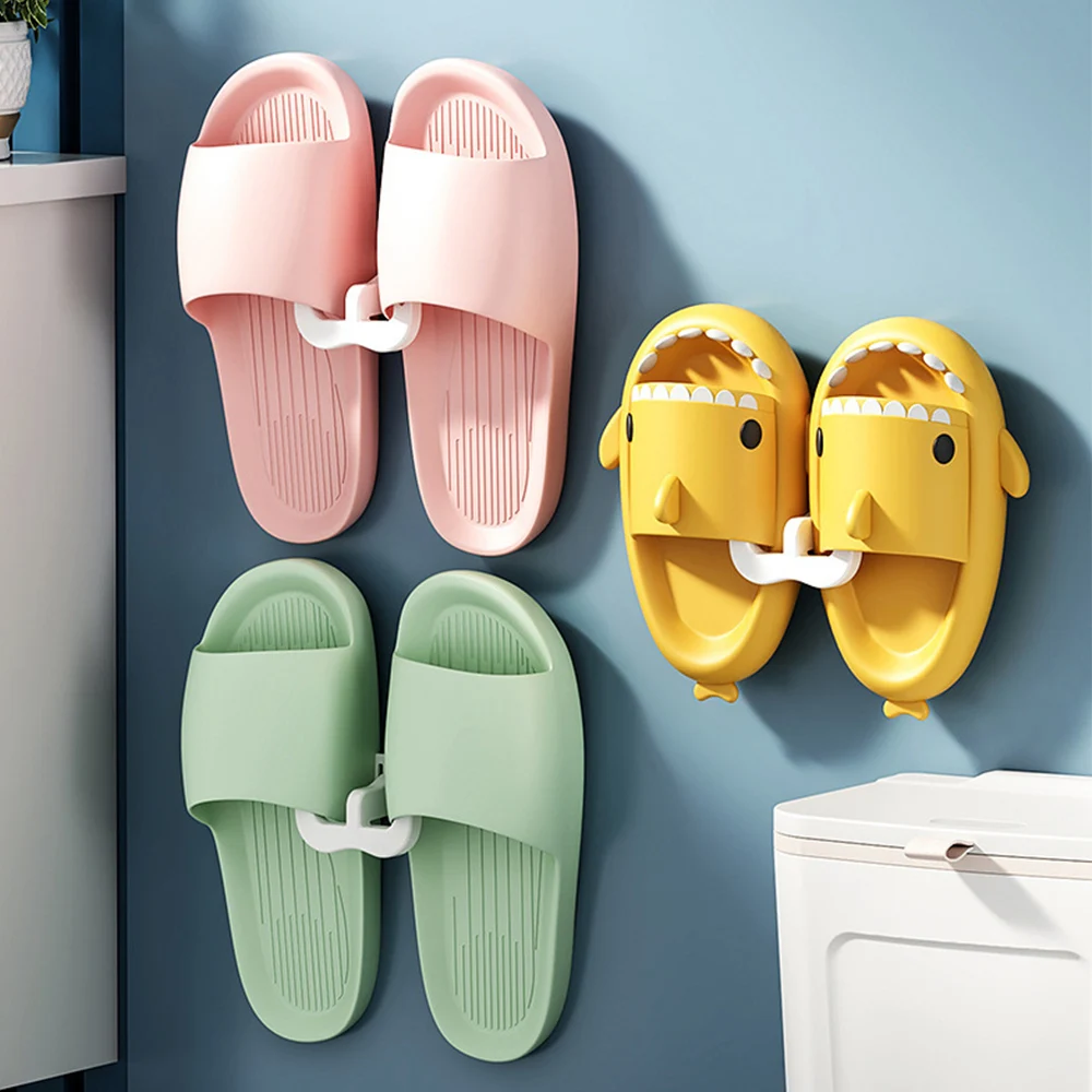 Self-adhesive Slipper Hooks Slippers Racks No-punch Wall Mounted Shoes Storage Rack Drying Hanger Bathroom Shoe Hook Accessories