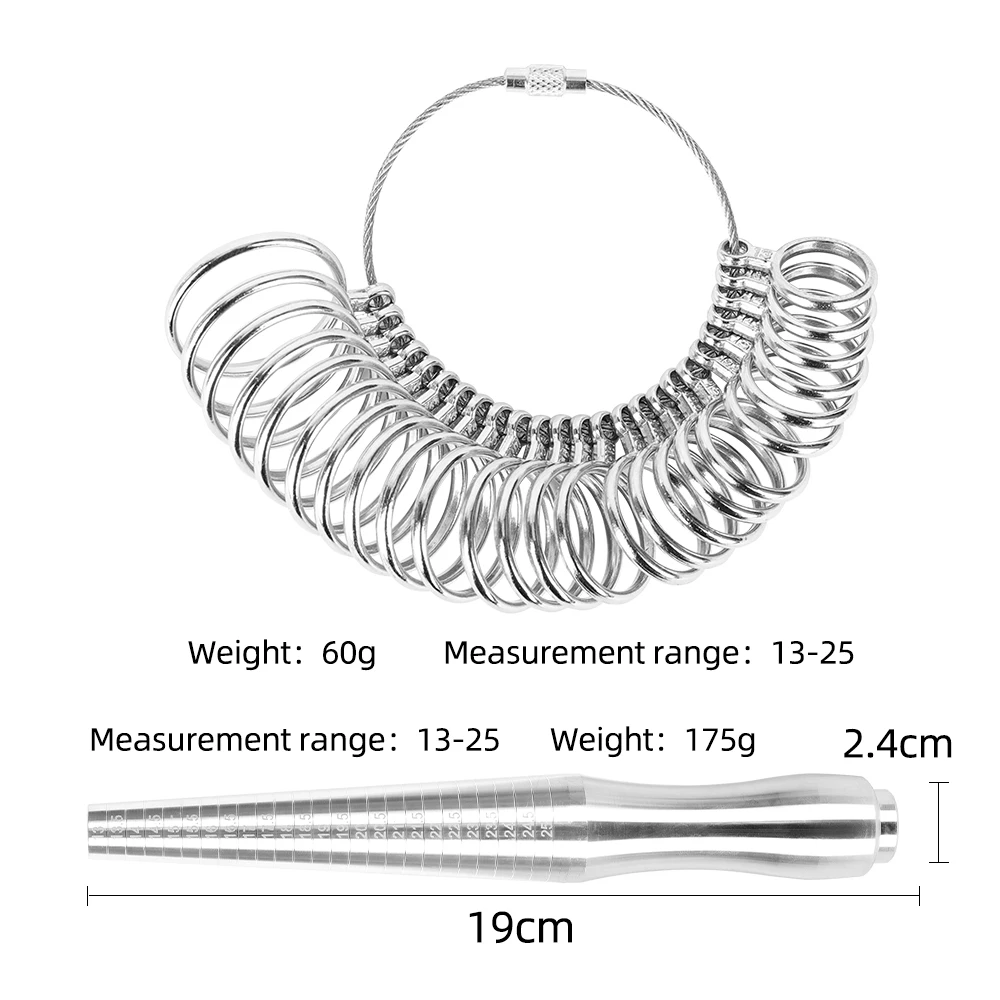 PHYHOO Russian Metal Ring Sizer Set Measuring Ring with Rings Mandrel Sizer Finger Sizing Measuring Stick Ring Jewelry Tools Set — zdjęcie 6