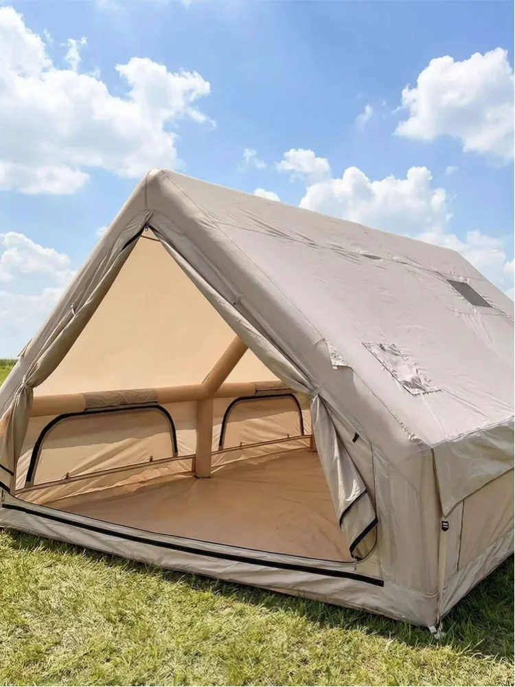Degreat 12 Quadratmeter Luxus-Aufblaszelt für 6-8 Personen, schneller Aufbau, einteilige Luftsäule, 210D Oxford, wasserdichtes Familienzelt, Dachfenster, AB-Tür, Hochdruckpumpe, 19 Heringe,