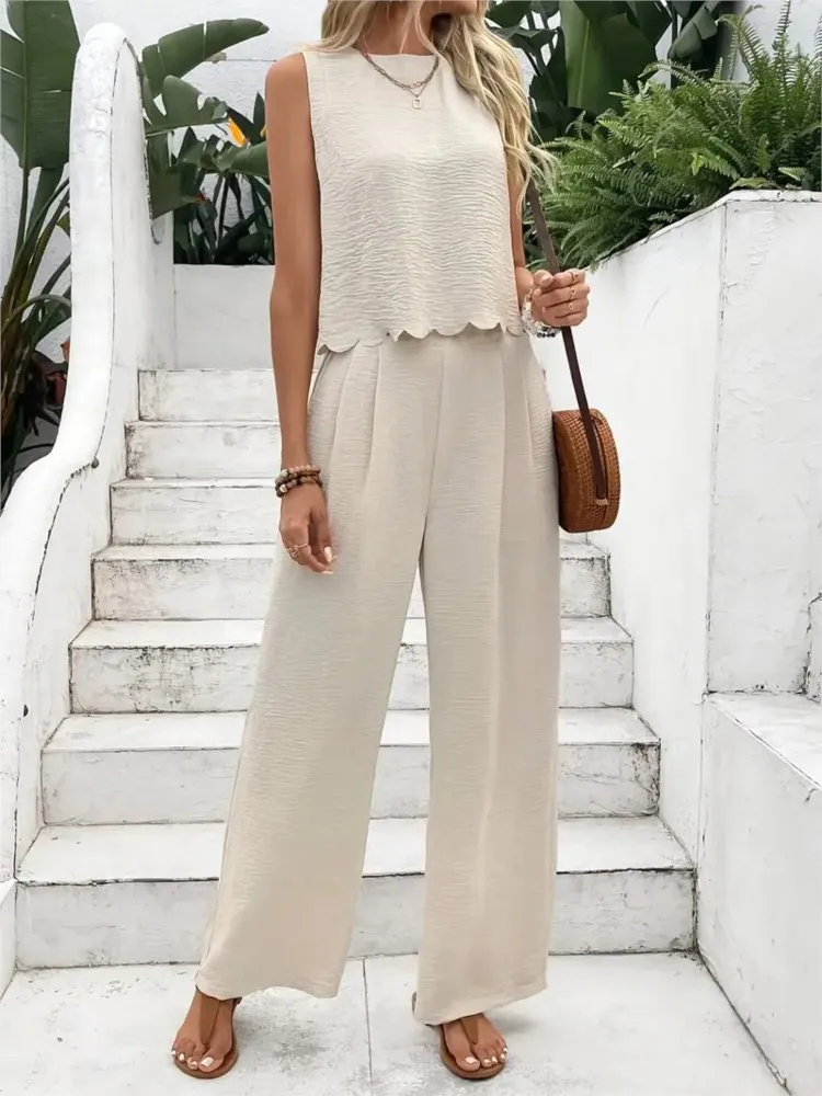 

Solid Color Fashion Casual Loose Pants Suit Women 2026 Elegant Autumn Women's Two-piece Full Pants Suit Women's Suit Clothes