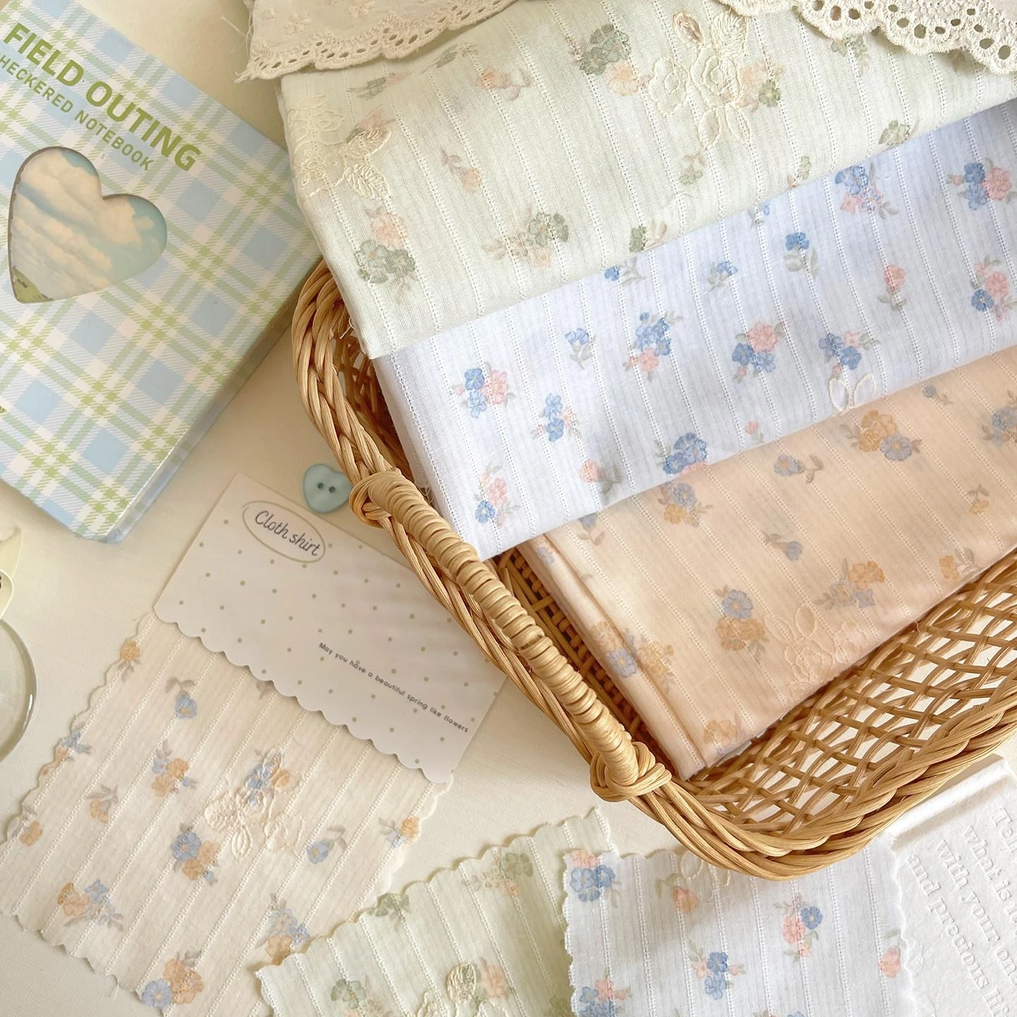 

50x145cm INS Korean Spring Floral Embossed Jacquard Poly Cotton Fabric For Handmade Sewing Dress Hair Accessories Doll Clothes