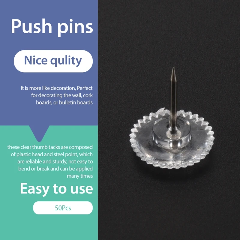 Clear Push Pins Small Plastic Thumb Tacks Steel Point And Clear Plastic Head Pushpins For Cork Board