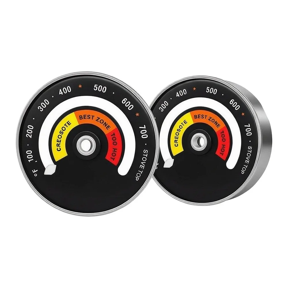 Pack of 2 Magnetic Oven Thermometers with Stainless Steel Housing for Fireplace Stove and Wood Burner Temperature Monitoring