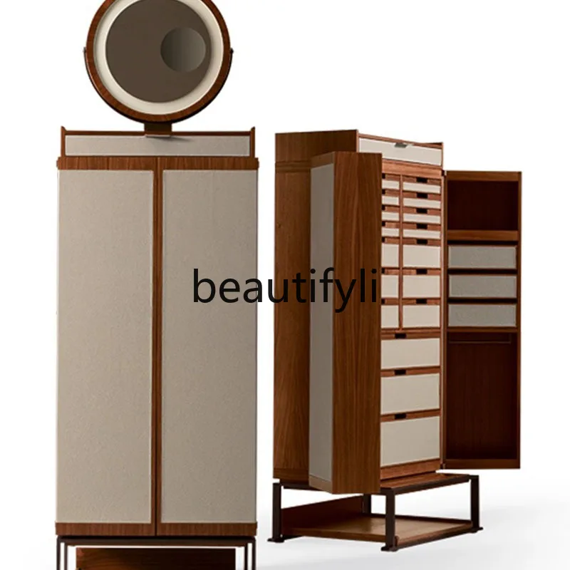 Bucket cabinet light luxury high-end walnut solid wood decorative cabinet modern simple display half-height cabinet stored