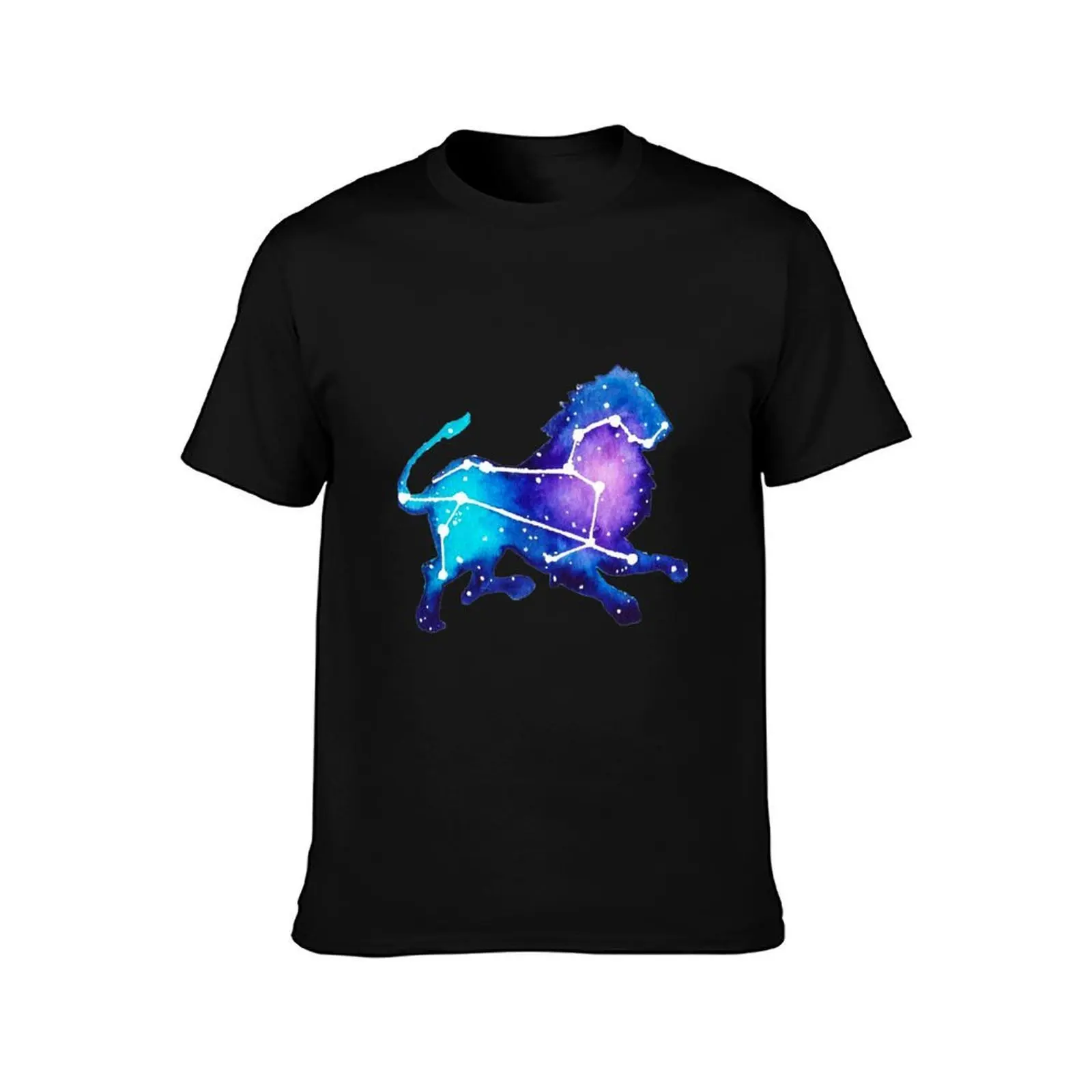 Leo Zodiac Constellation Watercolor Painting T-Shirt Big Size Loose Fit Tee Shirt T-Shirt