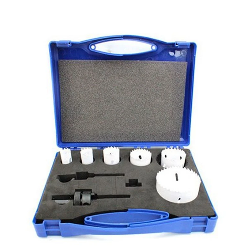 HOLE SAW 9 Pcs Hole Drill Set Cutting Set Bimetal Cutting Tool Set 22-68Mm Hole Saw Set For Wood Metal PVC Plate