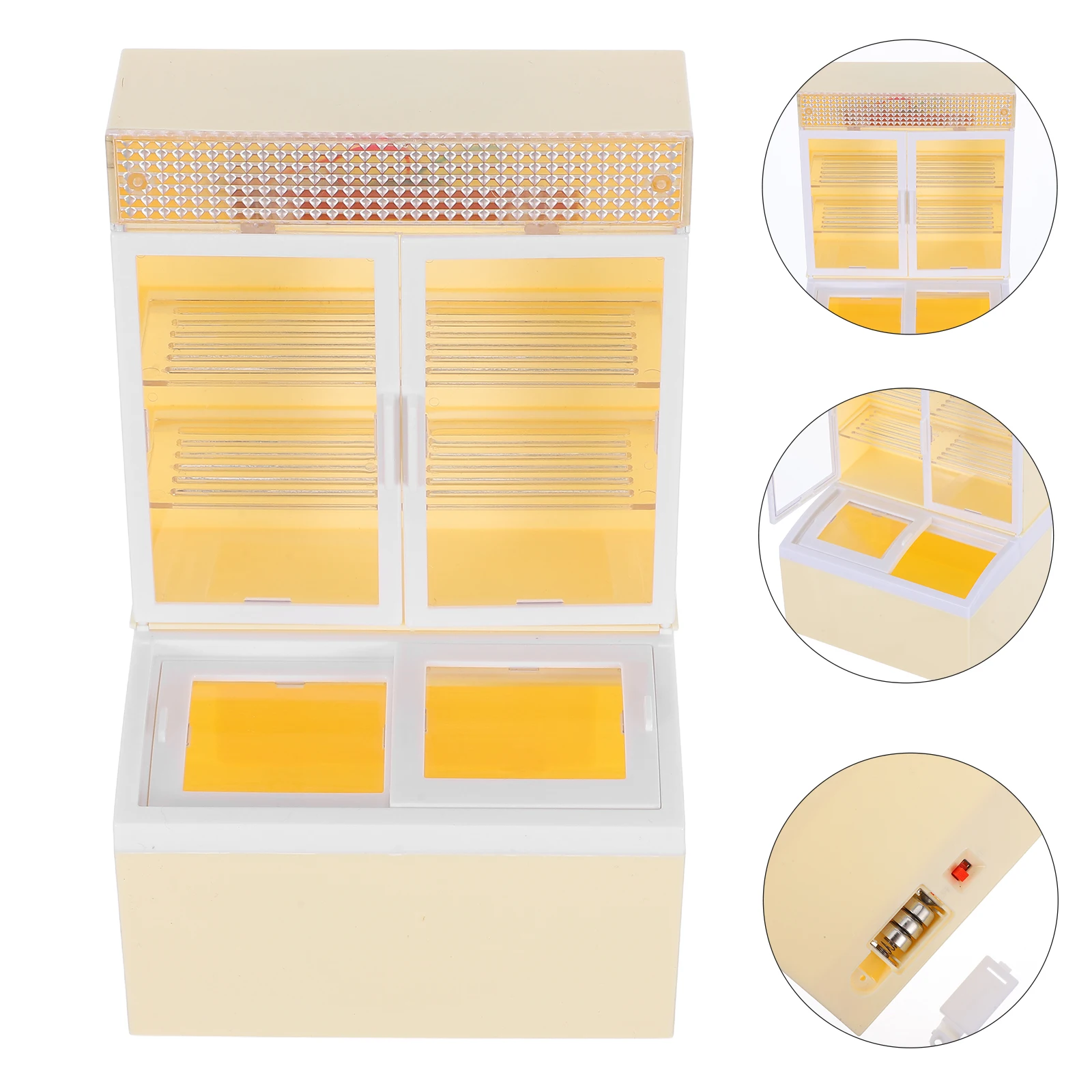 Modelo de simulação armário de sorvete criança mini geladeira plástico cozinha em miniatura freezer casa de bonecas