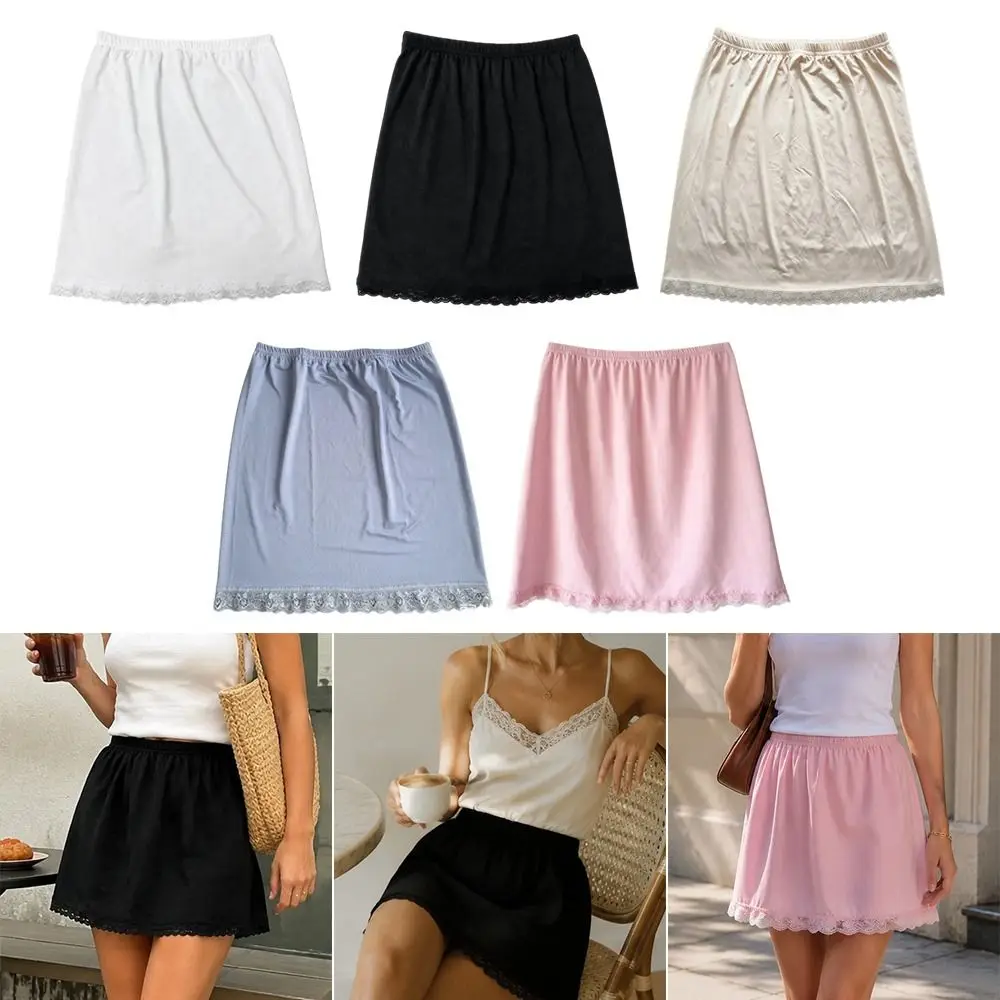 Fashion Lace Inner Layer Lace Slip Skirt Soft Loose Fit Style Women Underskirt Breathable Short Base Skirt Women