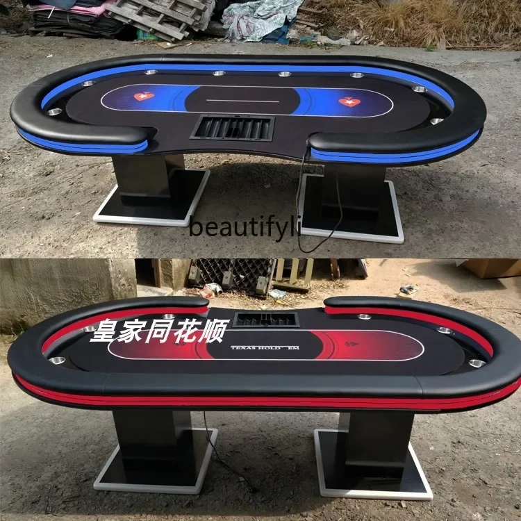 Y New Texas Poker Table with Remote Control LED Lights Color Changeable More than Poker Table