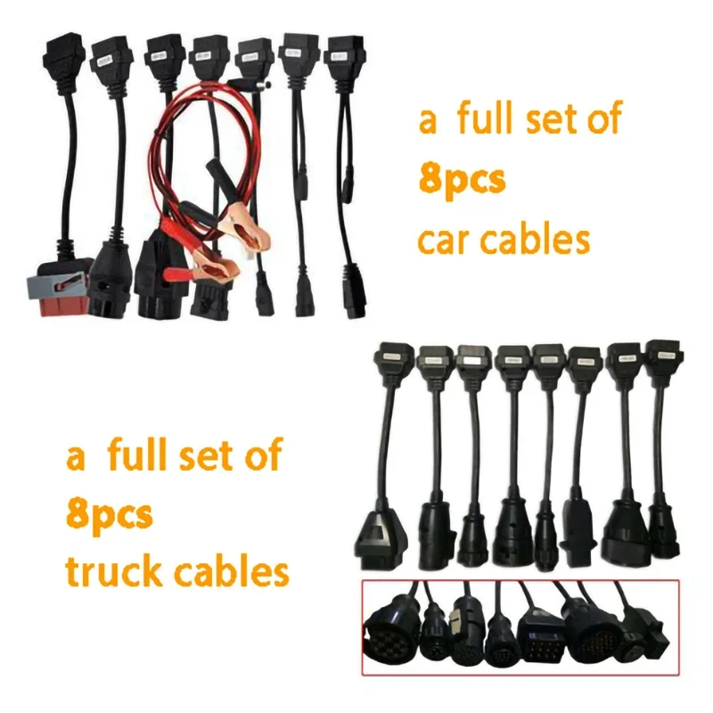 Wholesale Price! OBD2 Diagnostic Tool 8Pcs Car Cables+8Pcs Truck Cables for VD DS150E CDP Vdijk Autocoms Pro TNESF DELPHIS ORPDC