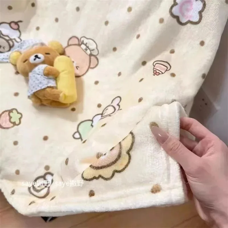 Rilakkuma Blanket Cute Little Bear Blanket Cover Flannel Fleece Air Conditioning Blanket Fashion Casual Home All-Season Blanket