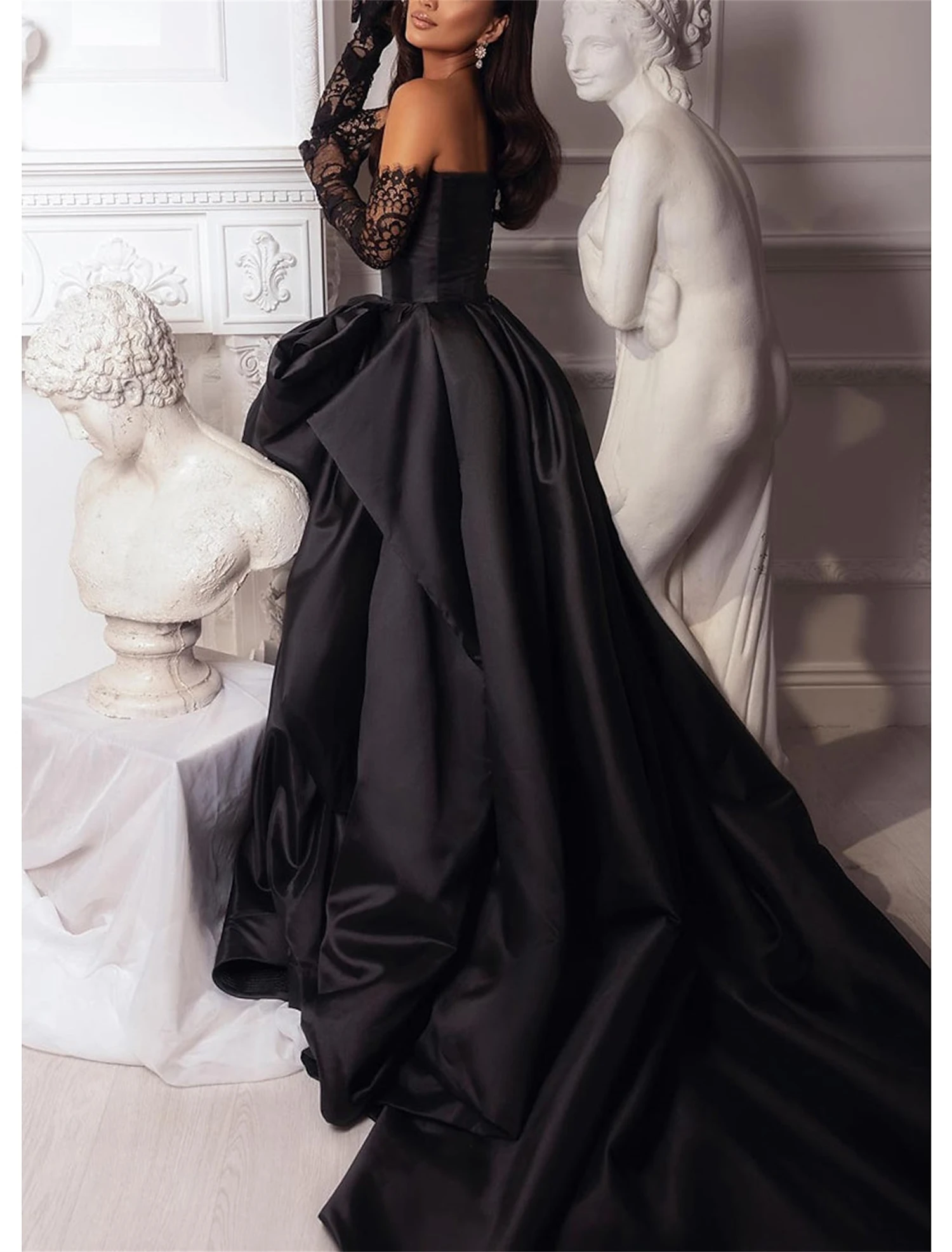 Black Sweetheart Satin Sleeveless Ball Gowns Gold Dress Women Elegant Party Robe Soiree De Luxe customized Long Dresses Evening