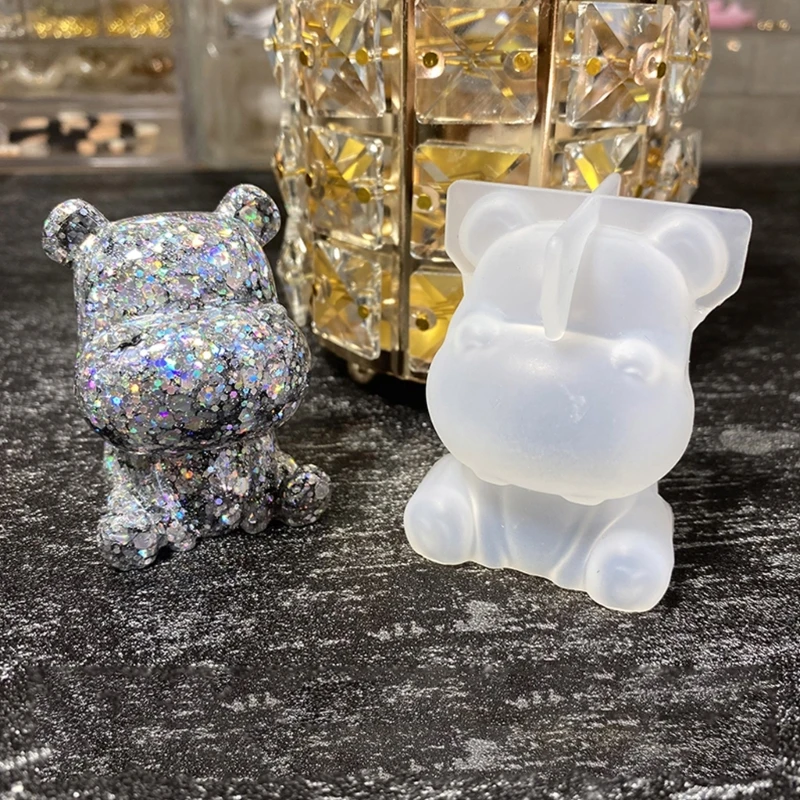 Drop Gypsum Hippo Lion Big Ear Dog Ornaments Pendant Mold H9ED