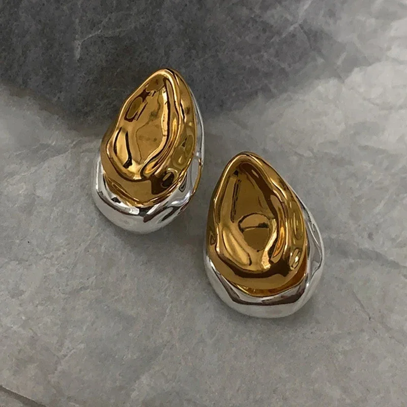 

Stainless Steel Vintage Gold Silver Water Droplet Splice Stud Earrings for Women Mix Color Accessory Charm Jewelry Gifts