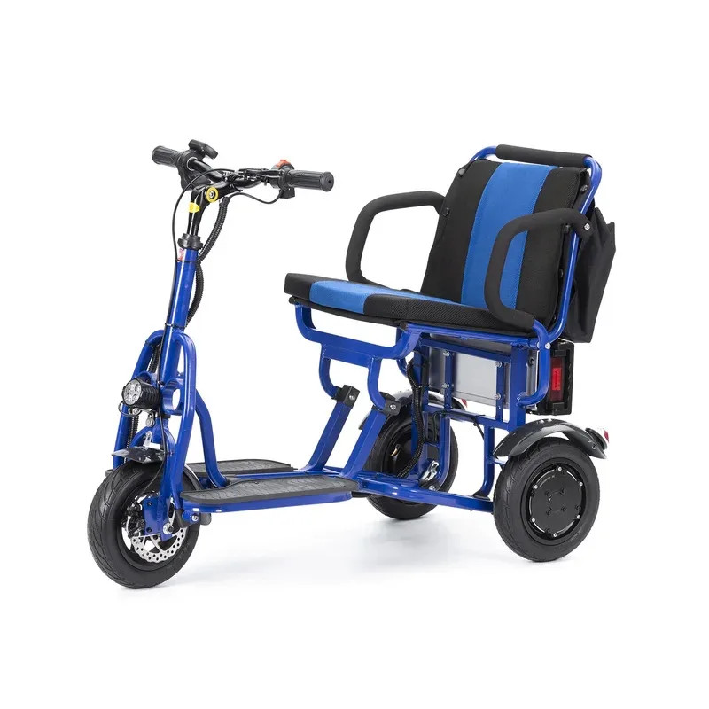 

Folding 3 Wheel Blue Mobility Scooter High Speed Compact Travel Power Scooter Aluminum Alloy Frame Adults Elderly