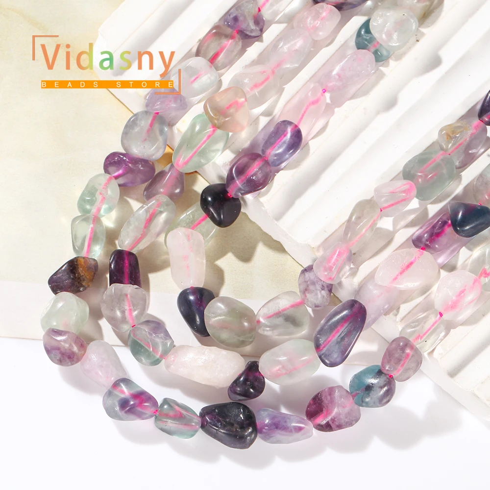 8-10mm Naturstein Lila Fluorit Unregelmäßige Ovale Lose Perlen für Schmuckherstellung Handgefertigte DIY Armbänder Zubehör – Detail 4
