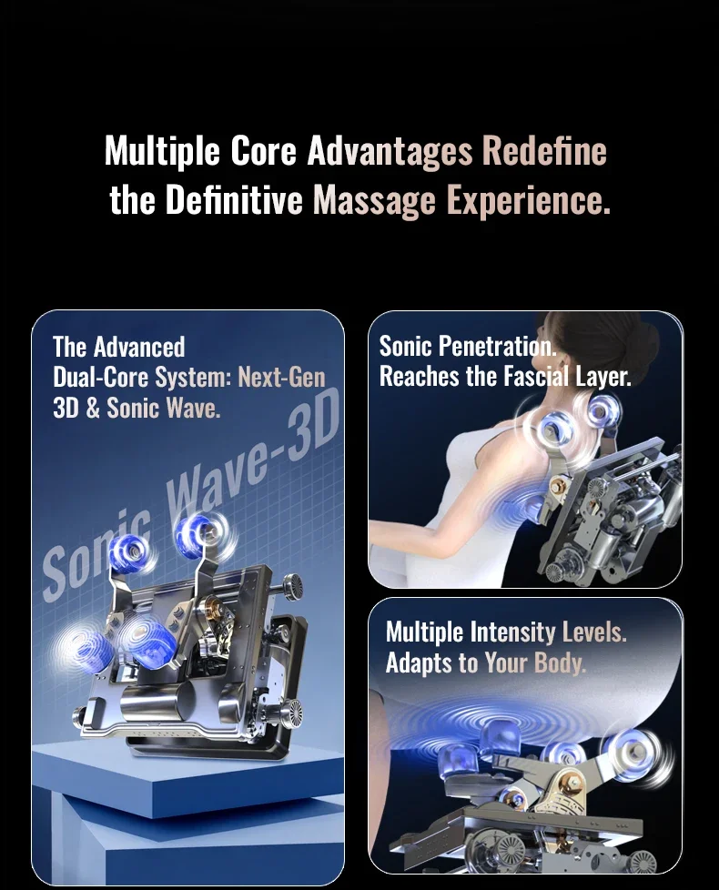 Smart Acoustic Wave 4D Motor Zero Gravity SL Track Full Body Heat Therapy Home Wellness Massage Chair 6