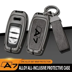 Zinc Alloy Car Key Case Cover For Audi A7 Remote Control Protector For Audi Full Series A7 A4 A6 Q5 A5 Car Key Shell Accessories