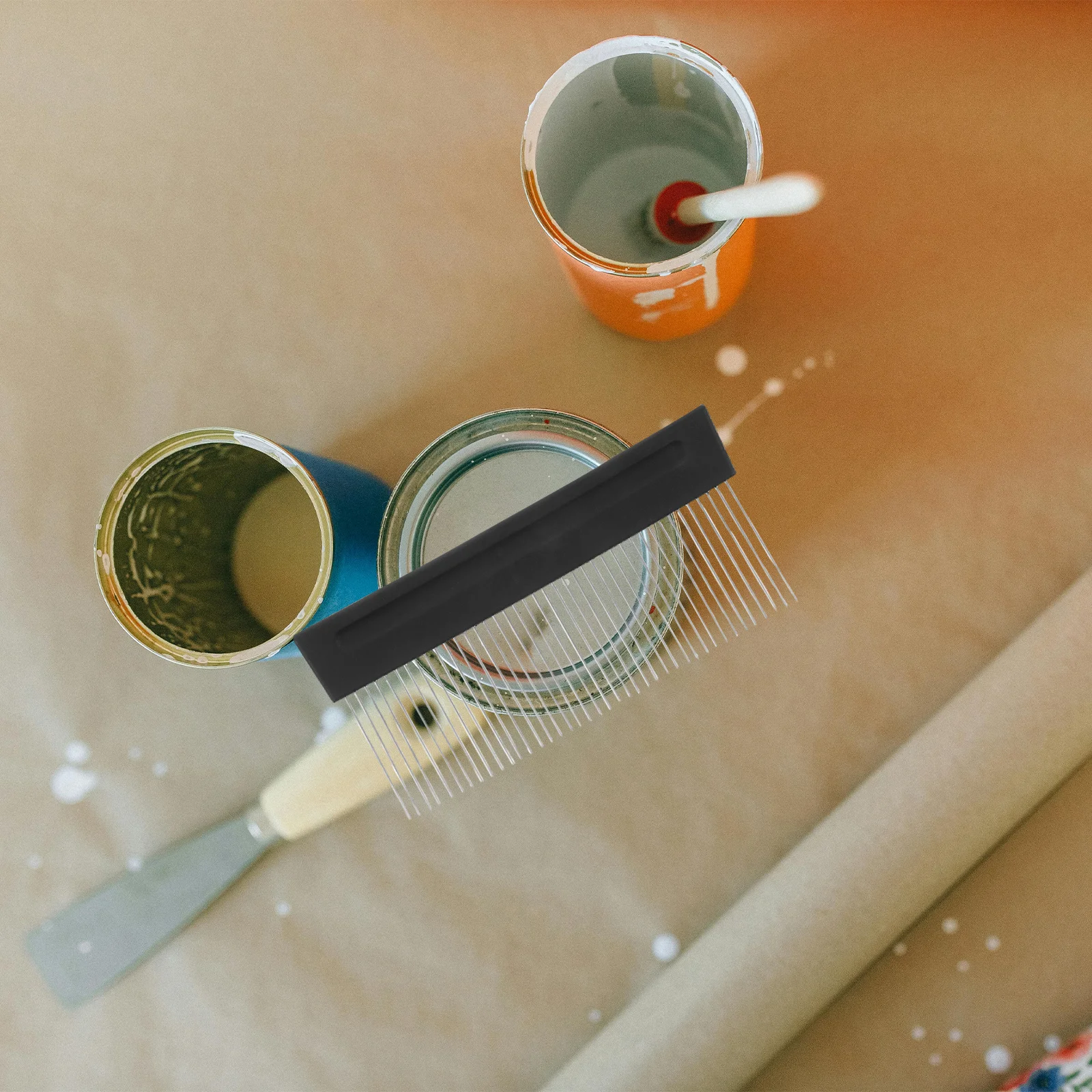 2 قطعة أداة الطلاء الفنية الفولاذ المقاوم للصدأ الأسنان مقبض مريح الملمس مشط للجدران متعددة الأغراض المحبب أدوات الطلاء ذاتية الصنع