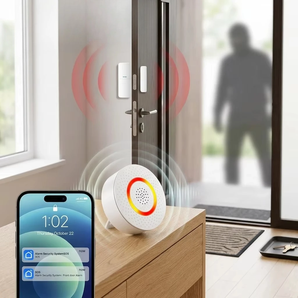 Smart Home WiFi Alarm System for Houses and Apartments - Portable Wireless DIY Alarm with Application Control for OEM Services