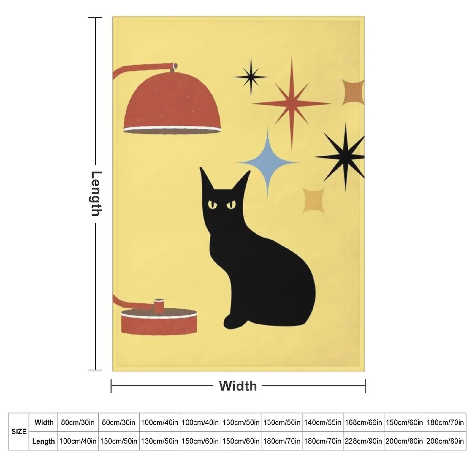 Retro Mid Century Atomic Black Cat, Mid century cat,retro atomic cats, Throw Blanket