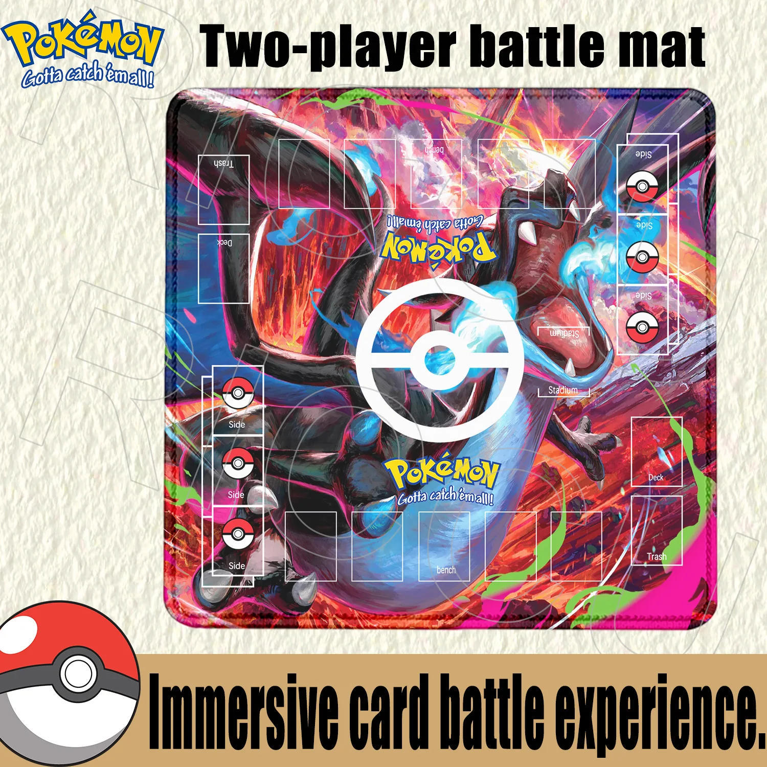 

Diy Pokemon Dedicated Double GAME Card accessories Mat Battle Sylveon Charizard PTCG desk mat Anime mouse pad Table Mats 60x60cm