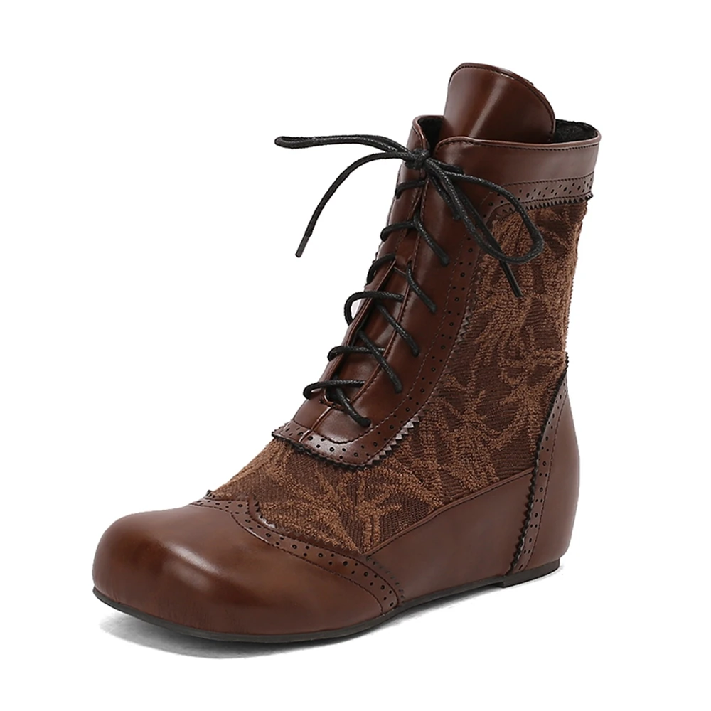 Botas De Mujer Autumn Winter Ankle Boots Women Front tied strap height-increasing insoles Cosplay Footwear Short Boots 15-8