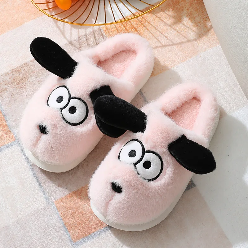 Hairy slippers for puppies, new cotton slippers for men and women, cute winter indoor home warmth, parent-child warmth, cotton