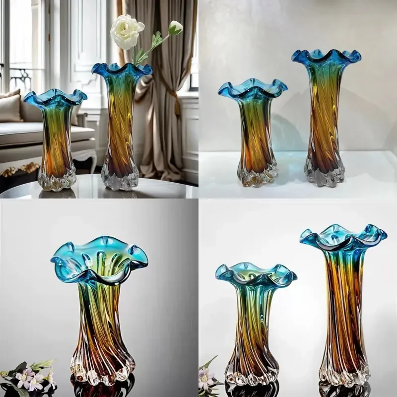 Nordic Glass Vase Modern Minimalist Home Decor for Dried Flowers Hydroponics Living Room Ornament Light Luxury Style