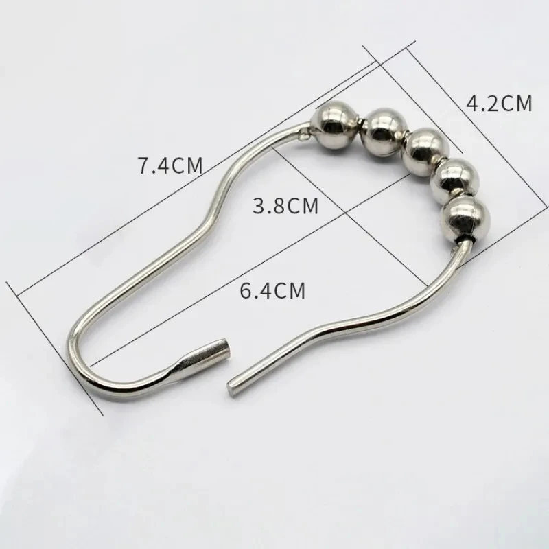 100/4pc Rustproof Metal Shower Curtain Hooks, Decorative Shower Rings for Curtain Rolling, Smooth Shower Hangers for Curtain Rod
