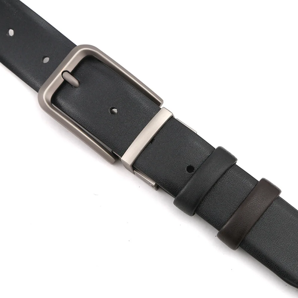 High Quality Mens Reversible Belt Business Casual Waistband Versatile Leather Strap Classic Pin Buckle Modern Accessory