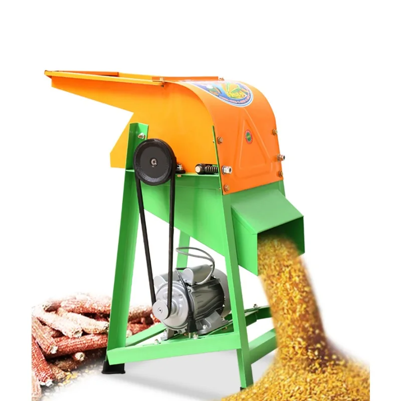 Electric household small fully automatic crushing corn threshing machine