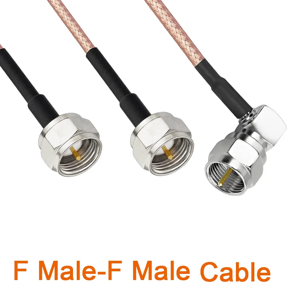 F Male to F Male Right Angle Coaxial Cable F Type Splitter Pigtail 75 Ohm RG179 Cable Assemblies
