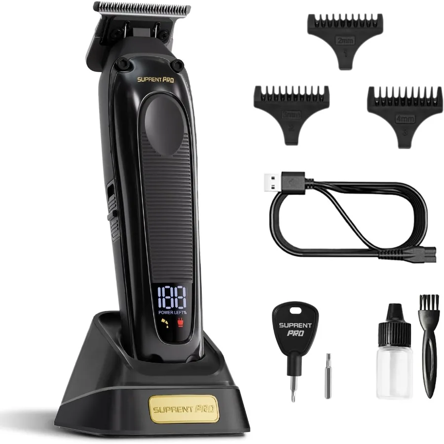 

Professional Hair Trimmer with High Torque Brushless Motor and Detachable Blade - Cordless Beard Trimmer for Barbers with Charg