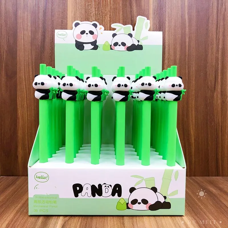 36pcs/lot Creative Panda Mechanical Pencil Cute 0.5mm Student Automatic Pens School Office Supply Promotional gifts