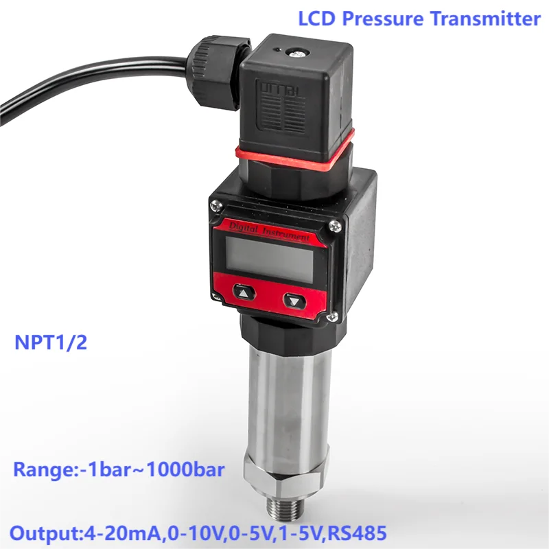 

NPT1/2 Digital Pressure Gauge Digital Display 0-10V 0-100bar 160bar 250bar 50bar 500bar LCD Pressure Transmitter 0-5V 4-20mA