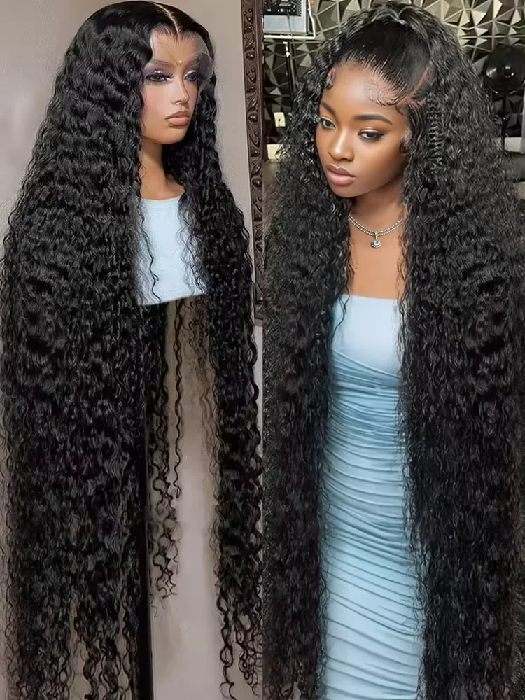 

300% Density Loose Water Curly 13x4 360 Full Lace Front Human Hair Wigs 40 46 Inch Deep Wave 13x6 HD Lace Frontal Wigs For Women