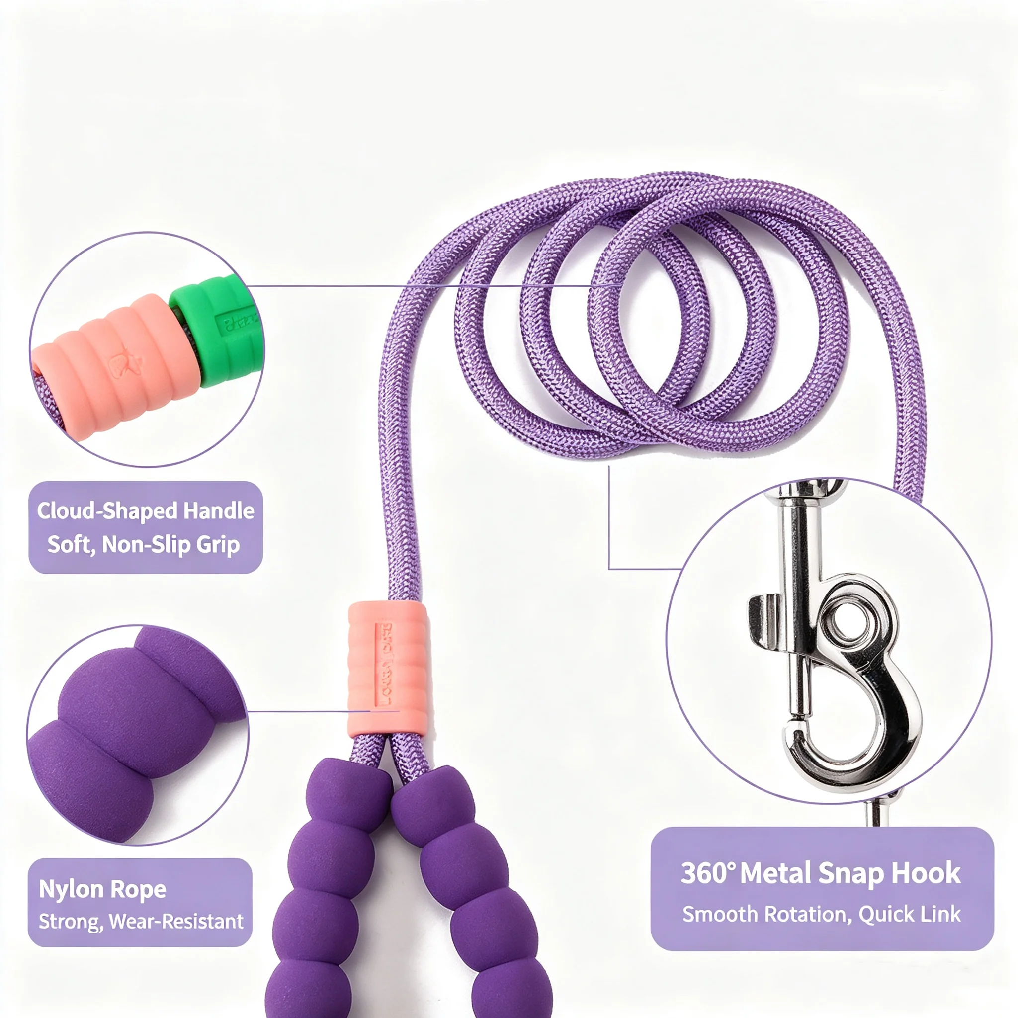 Soft Dog Leash Collar Soft Cloud Bubble Cotton Handle Durable Outdoor Walking Dog Chain Rope Pet Supplies for Small Medium Dogs