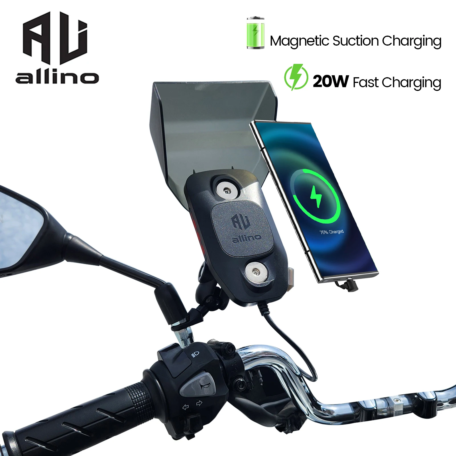 Motorcycle Magnetic Holder Phone Wireless Fast Charging Type-C Strong Magnetic Adsorption Waterproof case Motorcycle Accessories