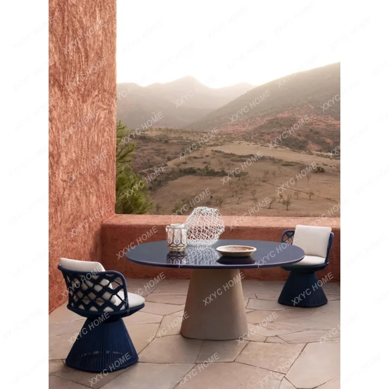 

Outdoor Desk-Chair Garden Woven Rattan Chair Leisure Garden Balcony Single Swivel Chair