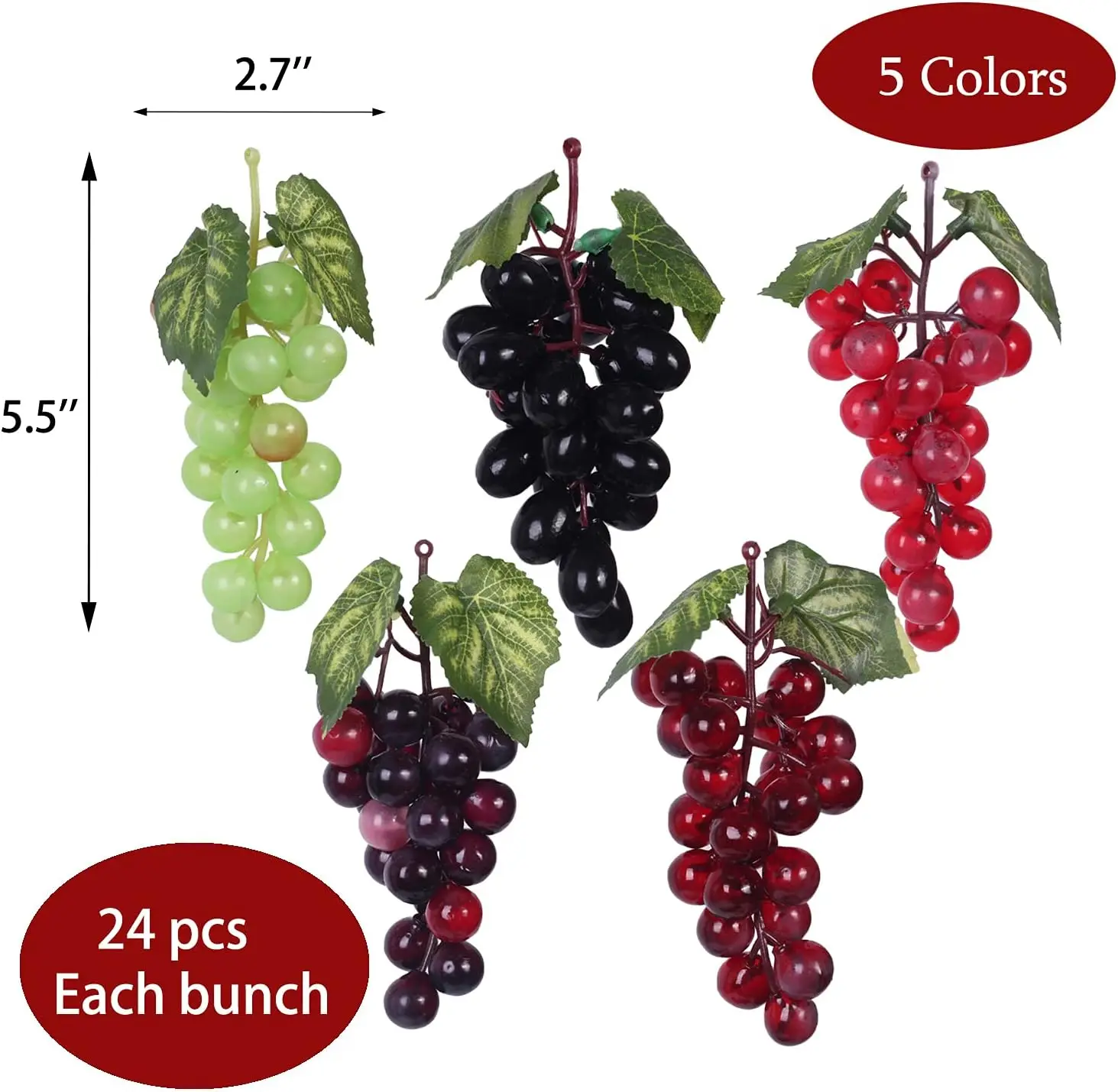 10 Bunches Fake Grapes Artificial Fruit Artificial Grapes for Home House Kitchen Party Wedding Photography Decor 5 Colors