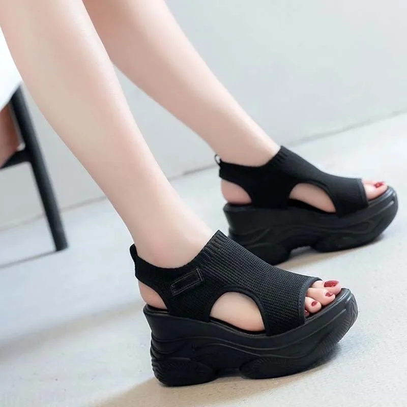 Platform Heel Sandal for Women Roman Sandals Slip-on Loafers Summer Casual Wedge Female Shoe Fashion Casual Thick Bottom Sandal