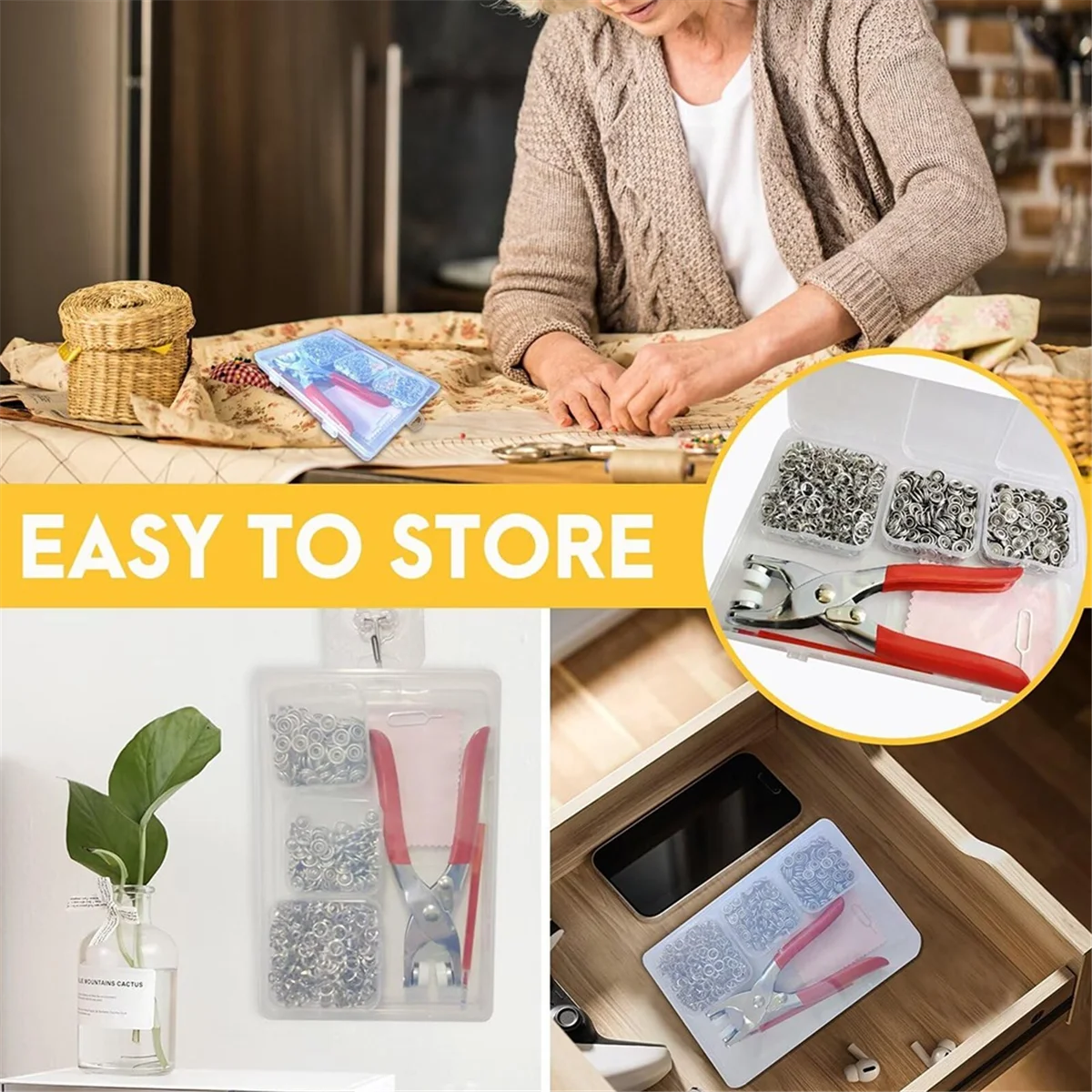 مجموعة أدوات التثبيت المفاجئة ABXHH، 200 مجموعة من القماش مقاس 9.5 مم، أزرار كبس بدون خياطة، أزرار من الفولاذ المقاوم للصدأ مع كماشة كبس