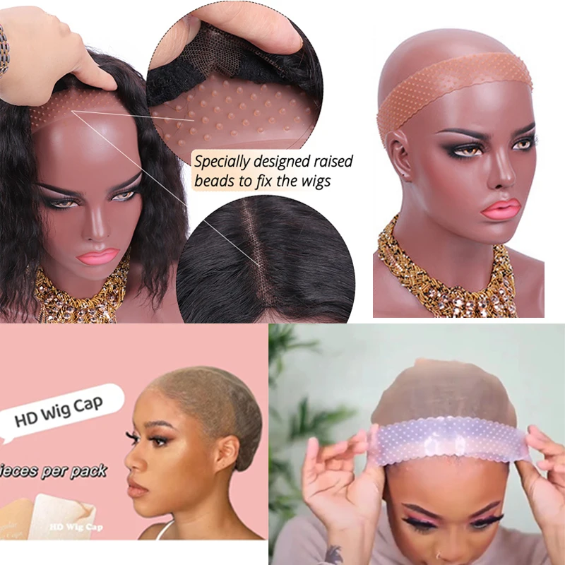 

Ультратонкая прозрачная шапочка для парика и нескользящая силиконовая лента для парика, 1 упаковка, шапочка для парика Hd Stocking, 1 шт., мягкая каплевидная повязка для волос, розовая повязка для парика