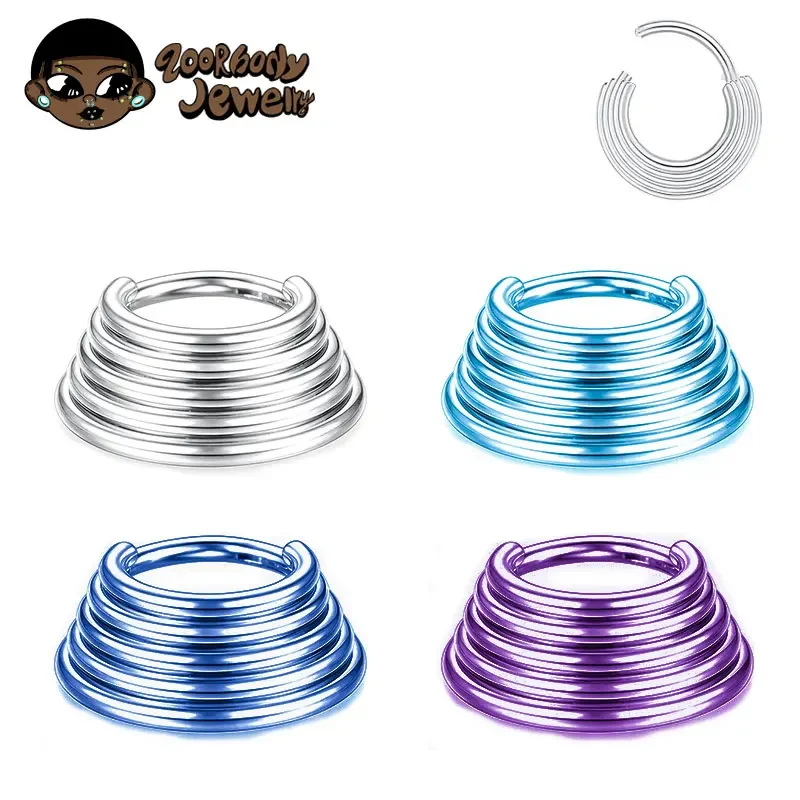 ASTM F136 Titanium Hinged Septum Clicker Nose Ring Piercing Helix Daith Earring Implant Grade Anodized High Quality Body Jewelry