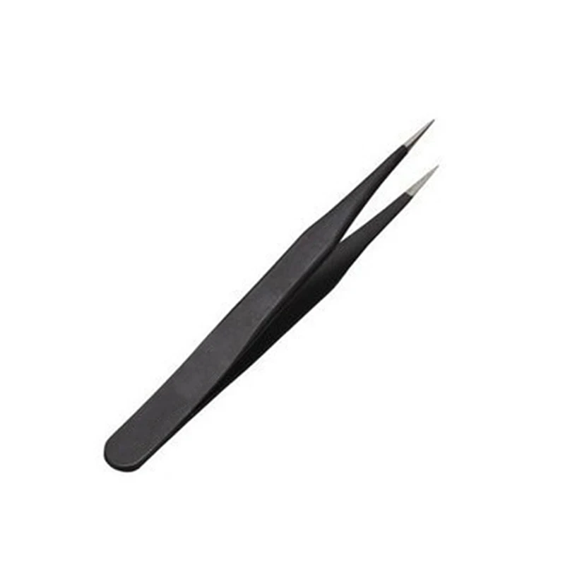 Stainless Steel Black Curved Straight Eyebrow Tweezers Anti Acid Nipper Rhinestone Picking Tool False Eyelash Nail Art Tool