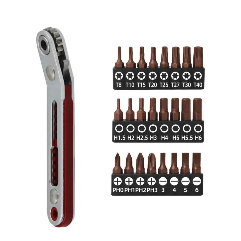 Rechtwinkliger Bidirektionaler Ratschenschraubendreher-Steckschlüsselsatz mit 1/4 Zoll Sechskantgriff, Torx-Schlitz, DIY Multifunktionales Handwerkzeug – Detail 14