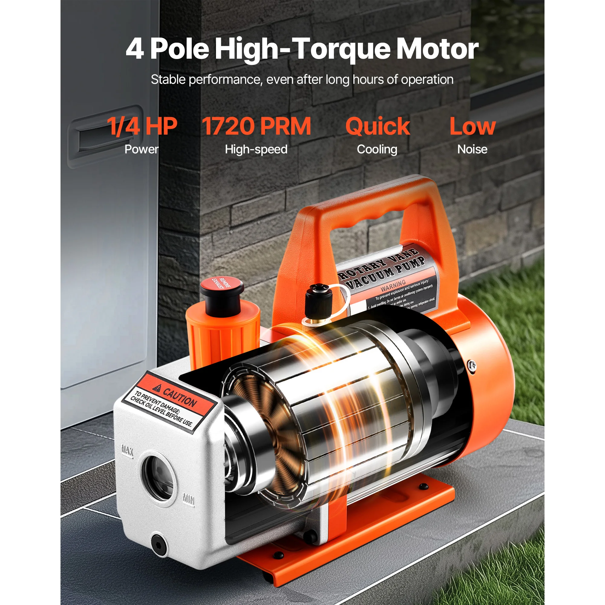 SucceBuy 3.5 CFM 1/4 HP HVAC مضخة تفريغ التيار المتردد أحادية المرحلة وزجاجة زيت لأنظمة R134a R22 R410a وصيانة مكيف الهواء #3