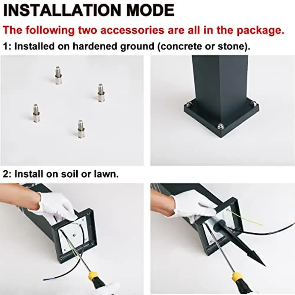 Outdoor Aluminum IP55 Waterproof Garden Floor Lamp Post Light E26 Lampholder Hardwired 12V / 24V Durable Stainless Steel Screws