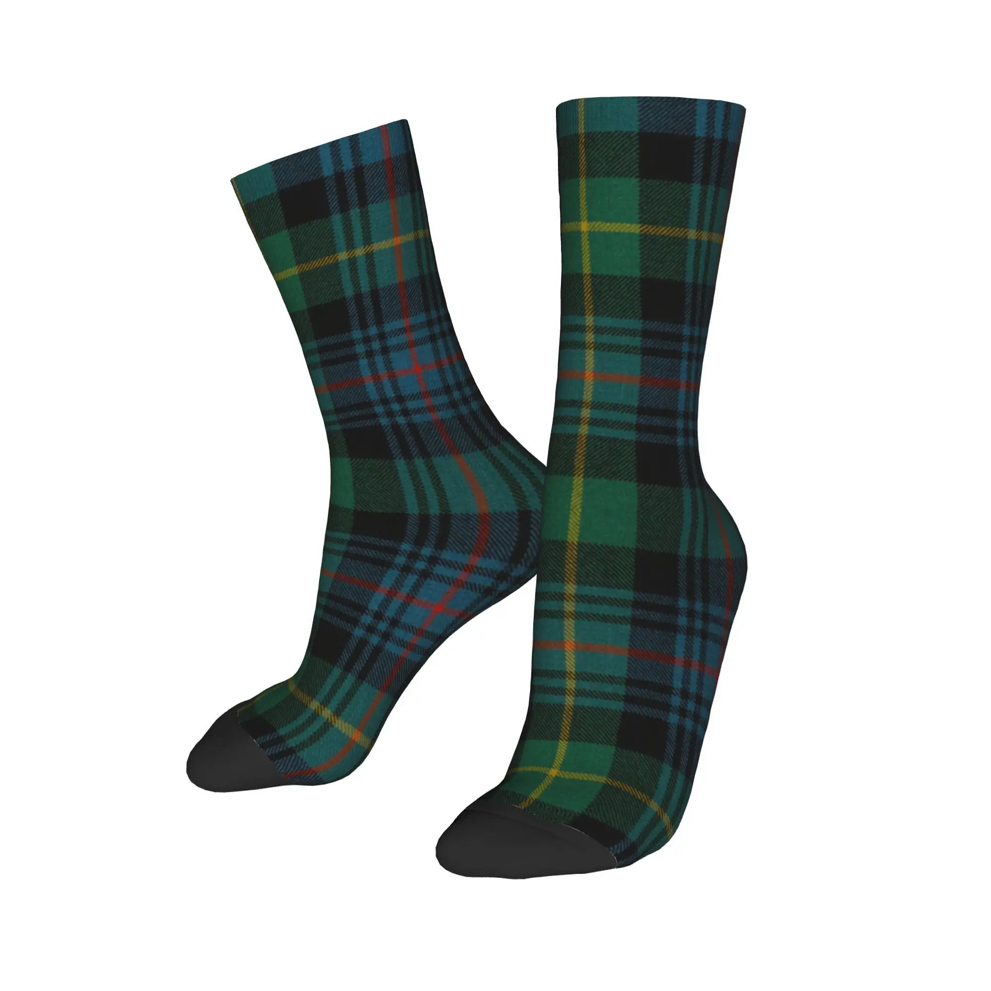 Custom Plaid Tartan Green Men Women Crew Socks Unisex Funny Texture Spring Summer Autumn Winter Dress Socks